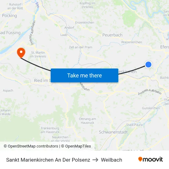 Sankt Marienkirchen An Der Polsenz to Weilbach map