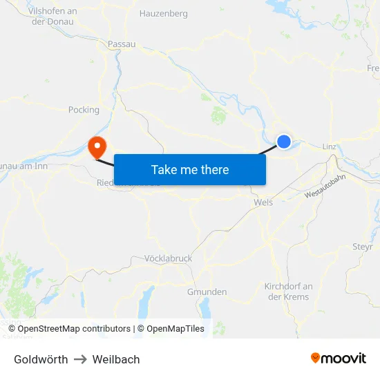 Goldwörth to Weilbach map