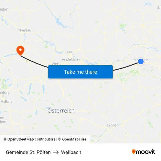 Gemeinde St. Pölten to Weilbach map