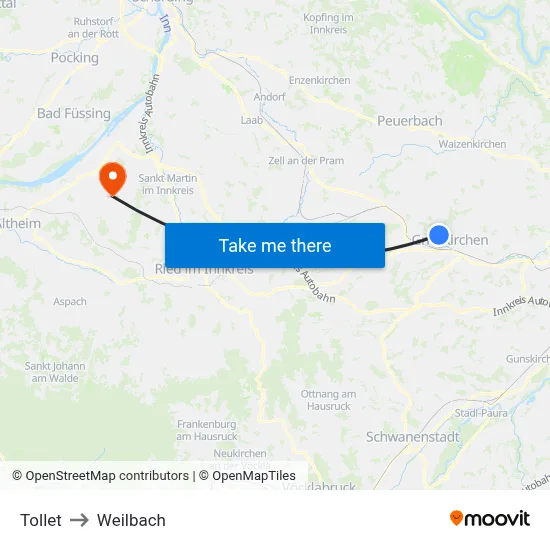 Tollet to Weilbach map