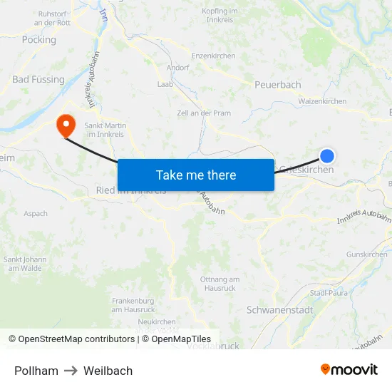 Pollham to Weilbach map