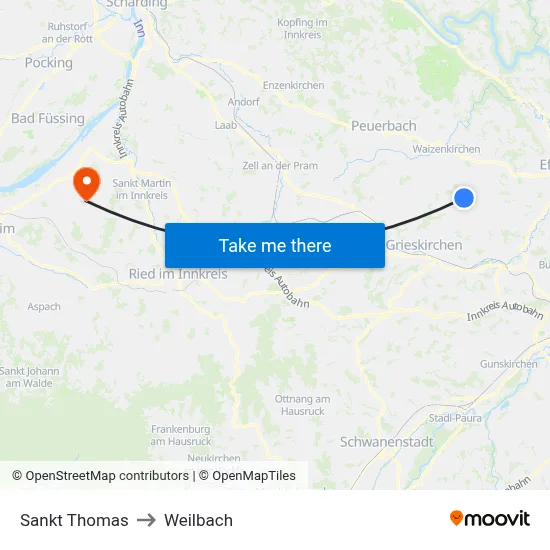 Sankt Thomas to Weilbach map