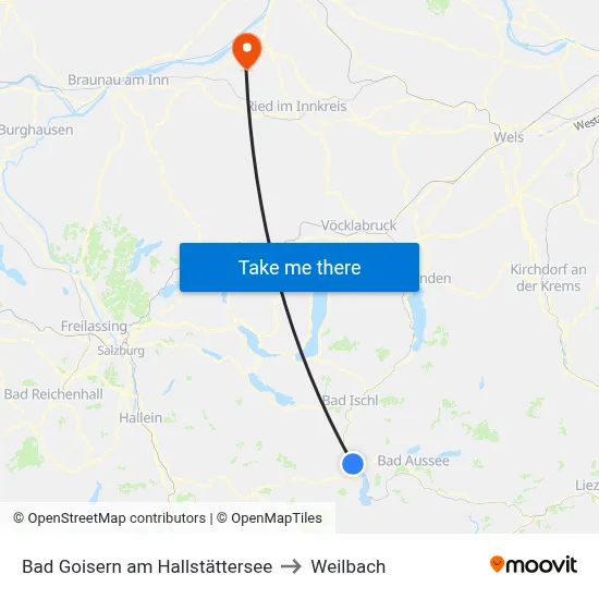 Bad Goisern am Hallstättersee to Weilbach map
