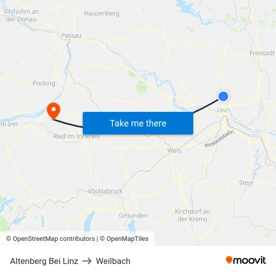Altenberg Bei Linz to Weilbach map