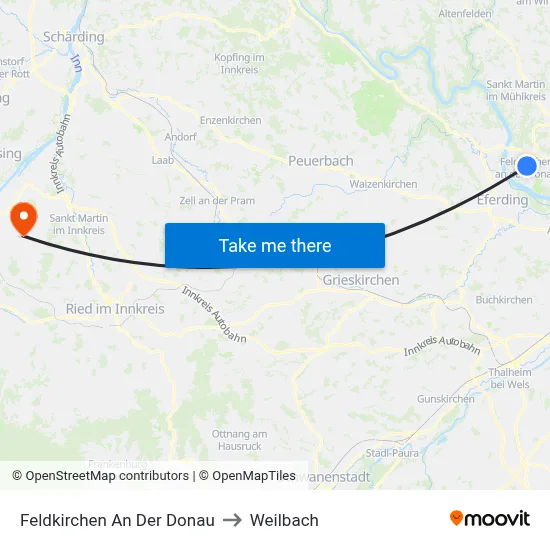 Feldkirchen An Der Donau to Weilbach map