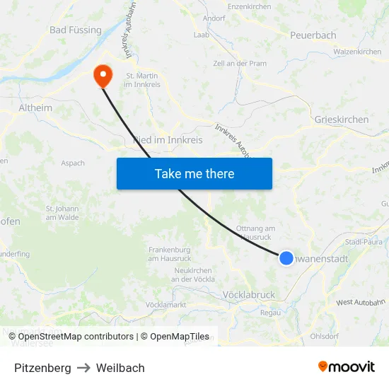 Pitzenberg to Weilbach map