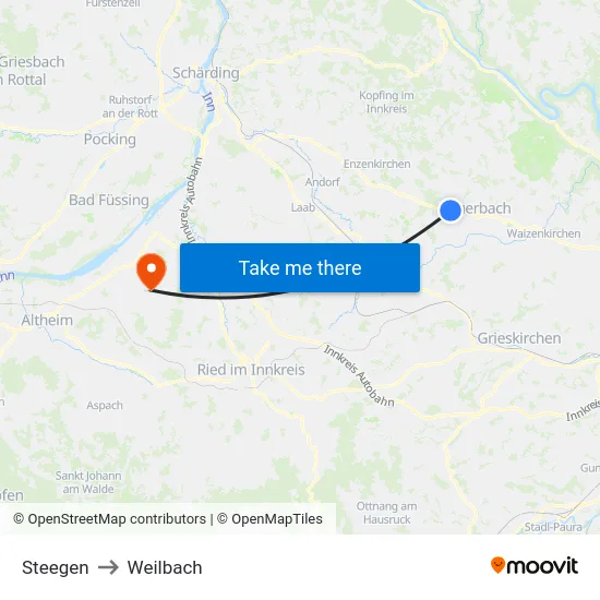Steegen to Weilbach map