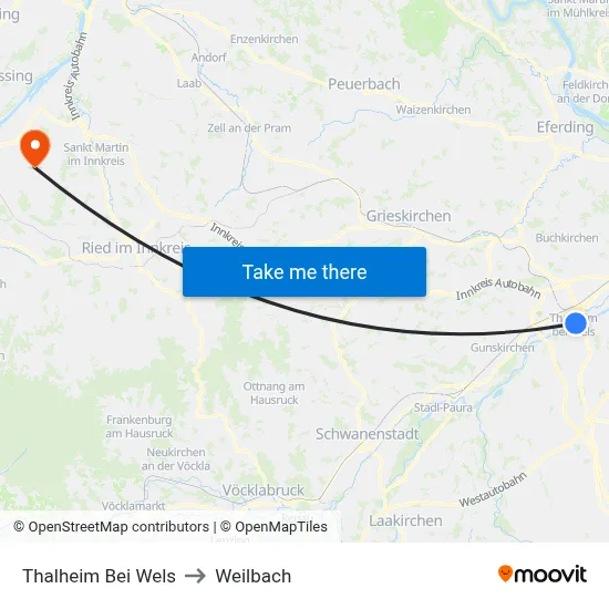 Thalheim Bei Wels to Weilbach map