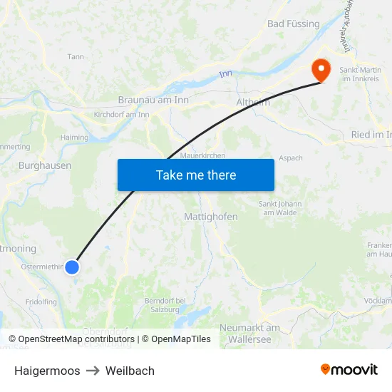 Haigermoos to Weilbach map