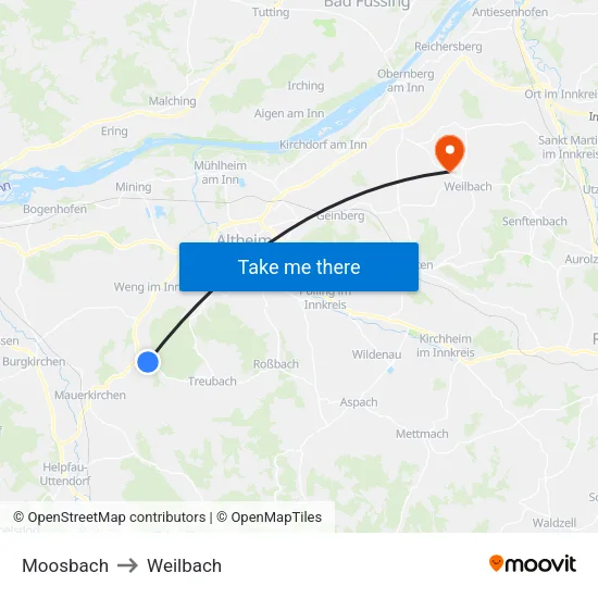 Moosbach to Weilbach map