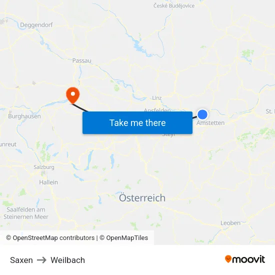 Saxen to Weilbach map