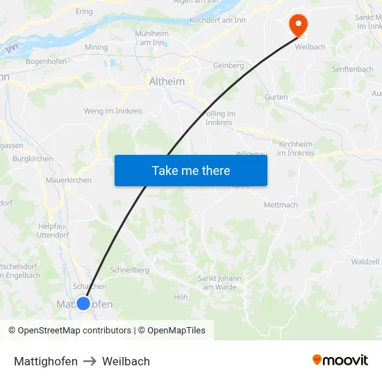 Mattighofen to Weilbach map