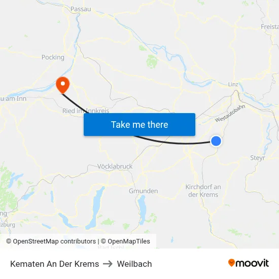 Kematen An Der Krems to Weilbach map