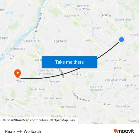 Raab to Weilbach map