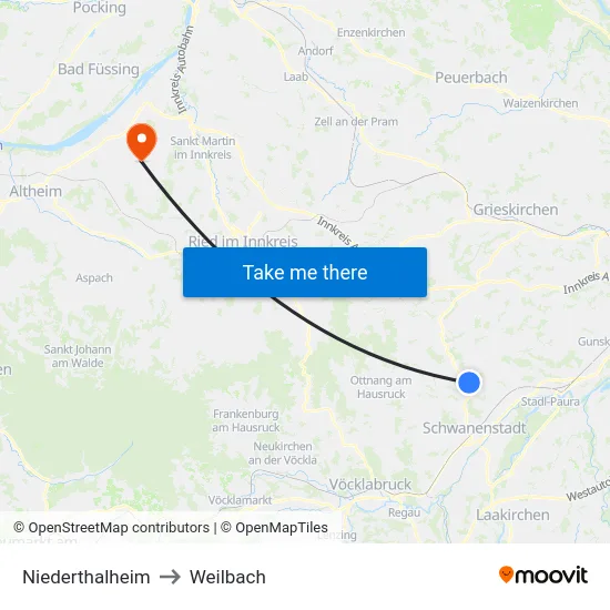 Niederthalheim to Weilbach map