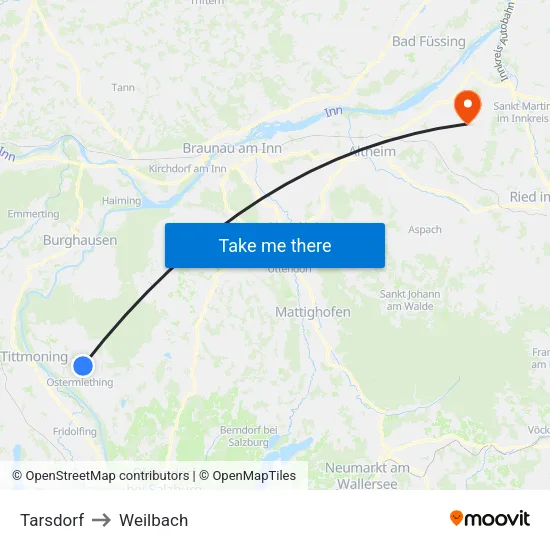 Tarsdorf to Weilbach map