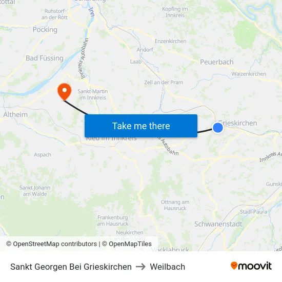 Sankt Georgen Bei Grieskirchen to Weilbach map