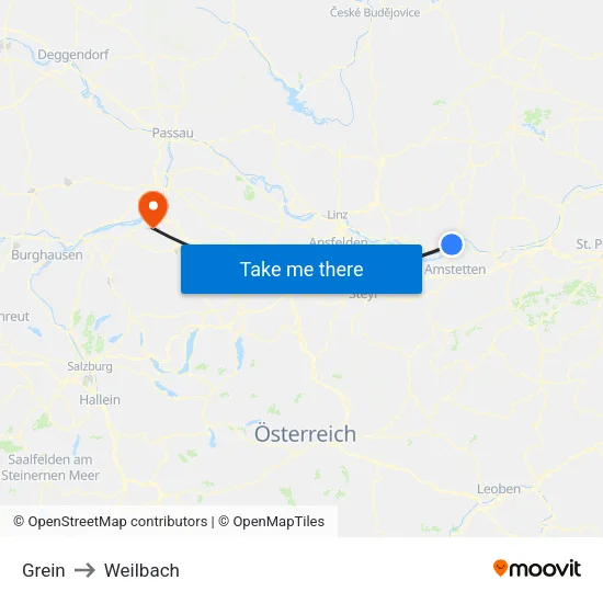 Grein to Weilbach map