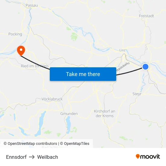 Ennsdorf to Weilbach map