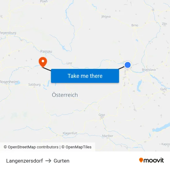 Langenzersdorf to Gurten map
