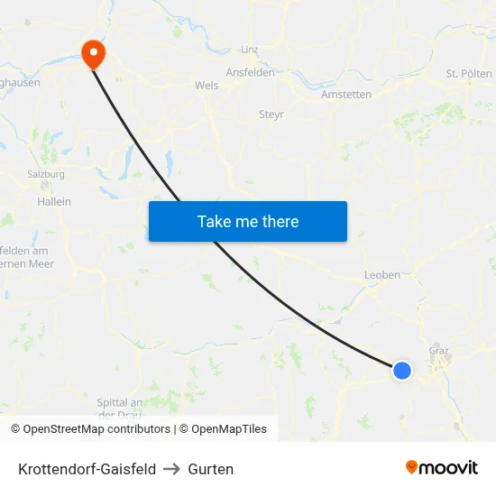 Krottendorf-Gaisfeld to Gurten map