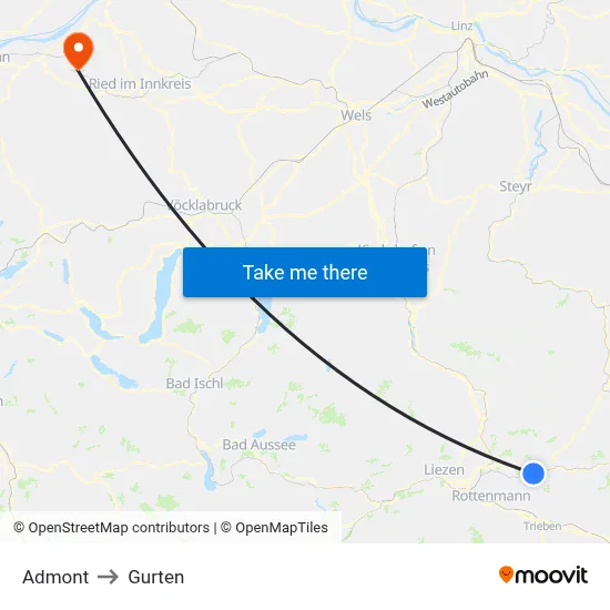 Admont to Gurten map