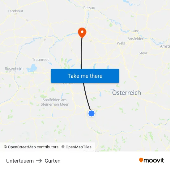 Untertauern to Gurten map