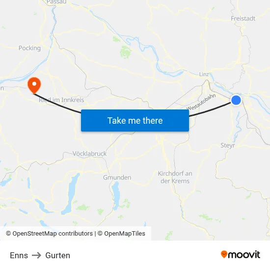 Enns to Gurten map