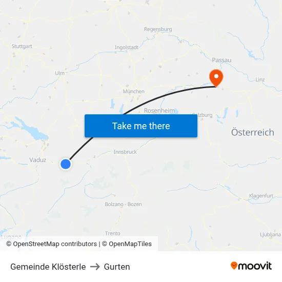 Gemeinde Klösterle to Gurten map