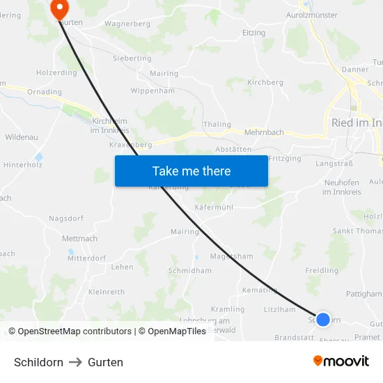 Schildorn to Gurten map