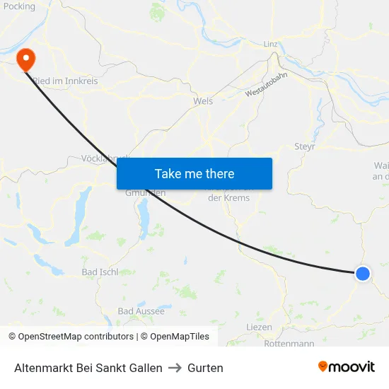 Altenmarkt Bei Sankt Gallen to Gurten map