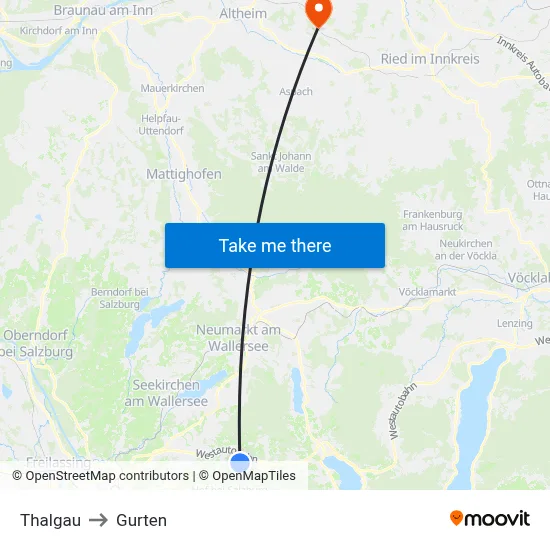 Thalgau to Gurten map