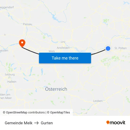 Gemeinde Melk to Gurten map