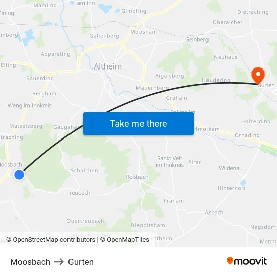 Moosbach to Gurten map
