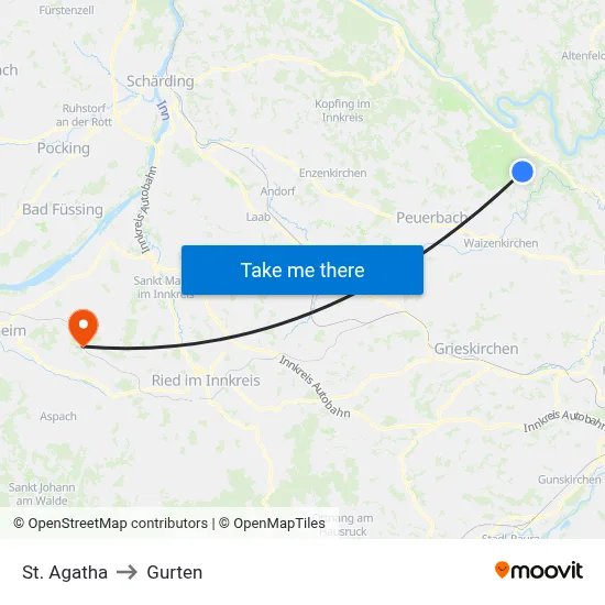 St. Agatha to Gurten map