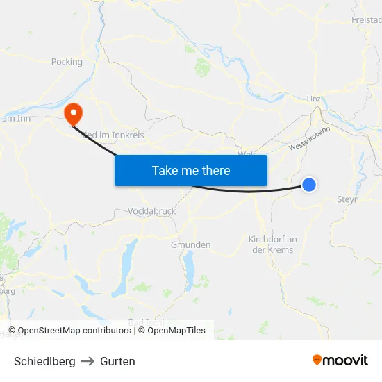 Schiedlberg to Gurten map
