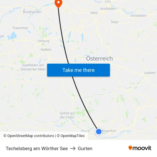 Techelsberg am Wörther See to Gurten map