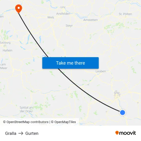 Gralla to Gurten map