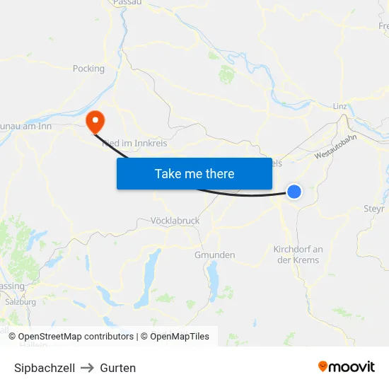 Sipbachzell to Gurten map