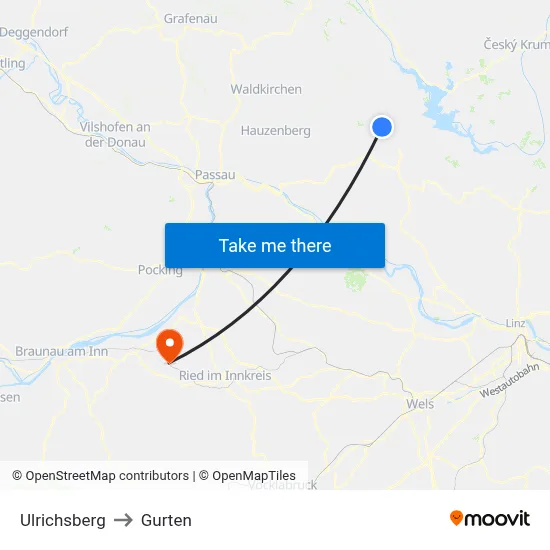 Ulrichsberg to Gurten map