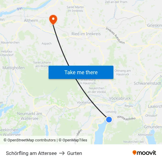 Schörfling am Attersee to Gurten map