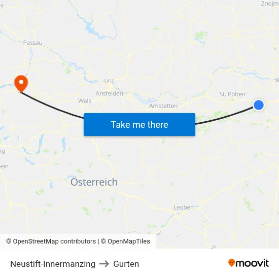 Neustift-Innermanzing to Gurten map