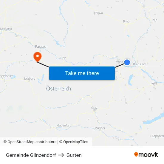 Gemeinde Glinzendorf to Gurten map