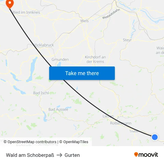 Wald am Schoberpaß to Gurten map