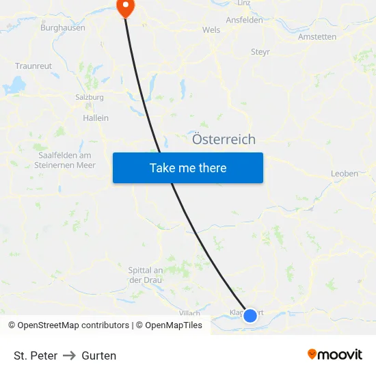 St. Peter to Gurten map