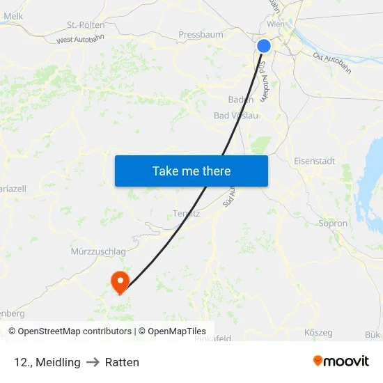 12., Meidling to Ratten map