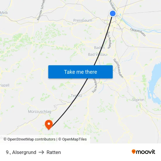 9., Alsergrund to Ratten map