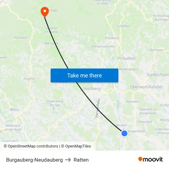 Burgauberg-Neudauberg to Ratten map