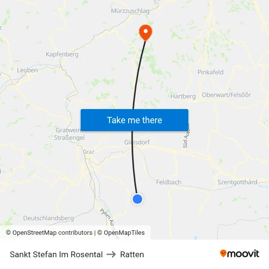 Sankt Stefan Im Rosental to Ratten map