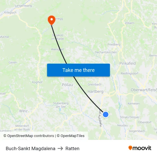 Buch-Sankt Magdalena to Ratten map